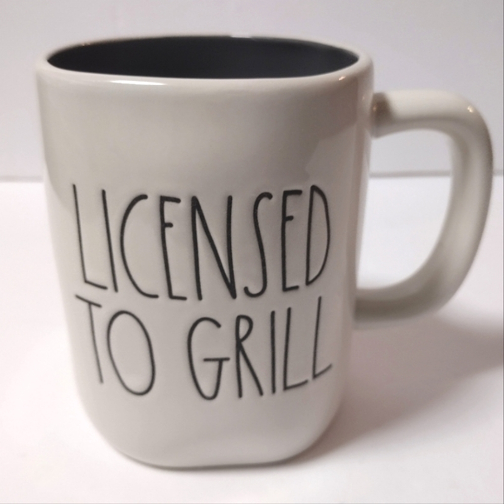 Rae Dunn 'Licensed to Grill' Magenta Artisan Collection Ceramic Coffee Mug 16 Oz
